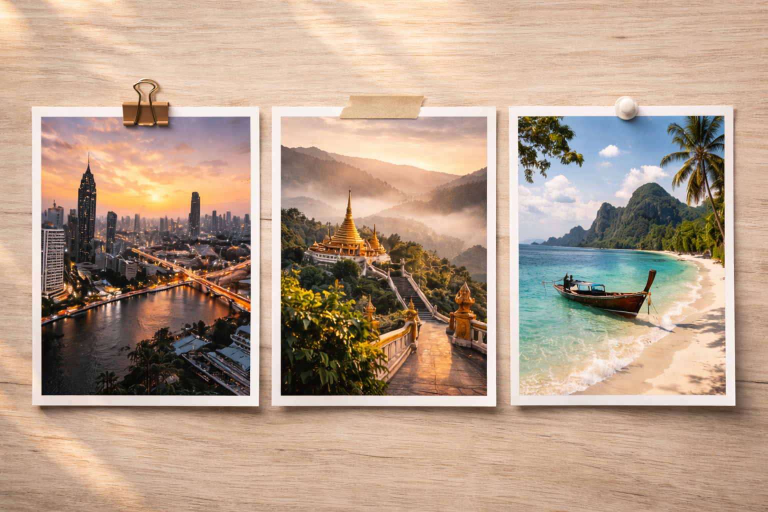 Three‑base postcard comparison (citymountainbeach)